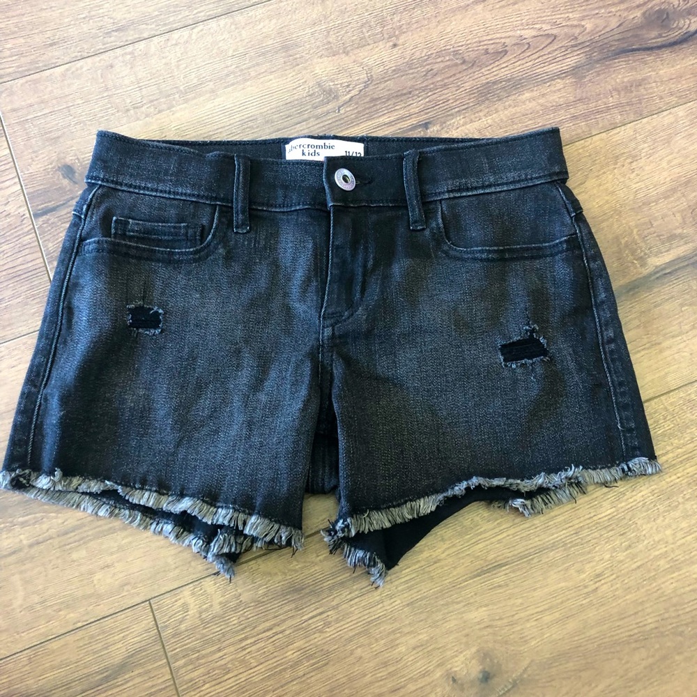 ABERCROMBIE KIDS MID RISE MIDI DENIM SHORTS GIRLS SIZE 11-12 ADJUSTABLE WAIST